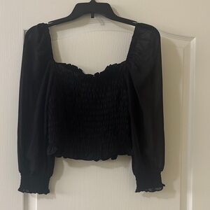 H&M Black Smocked Blouse